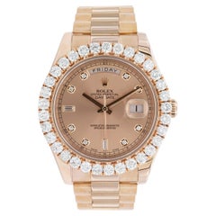 Rolex Day-Date II 41mm President 218235 Or rose 18k Cadran diamant et lunette 5ctw