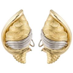 Henry Dunay Two-Tone Shell Clip Earrings 4
