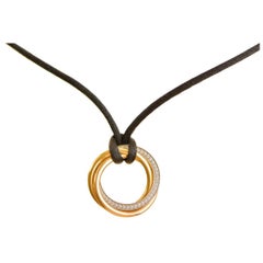 Cartier Trinity Diamond Collana in oro giallo rosa bianco 18 carati con ciondolo Corde