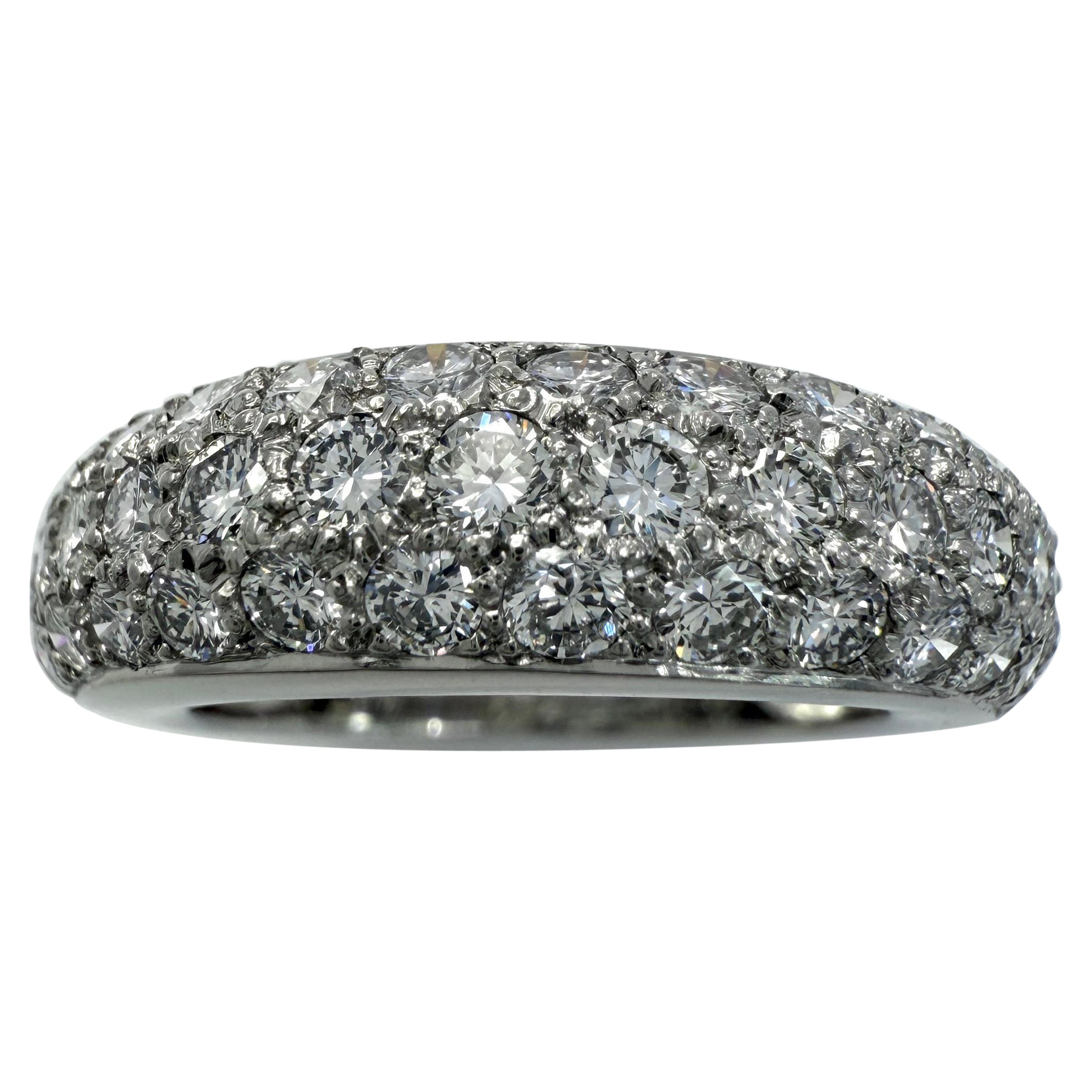 Rare Vintage Cartier Pavé Diamond Mimi 950 Platinum Band Dome Ring 49