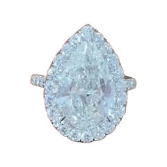 GIA Certified 5.00 Carats FLAWLESS Clarity F Color Pear Shape Diamonds Ring