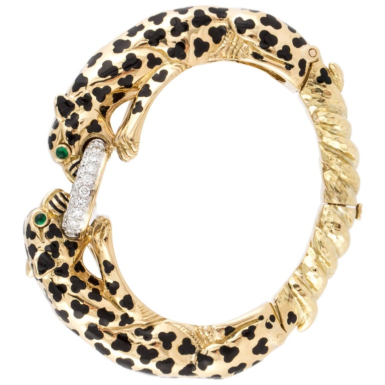 Collega Aggregaat optocht David Webb Double Leopard Bangle Bracelet in 18K Gold For Sale at 1stDibs |  leopard bangle, david webb bracelets, amazon jewelry
