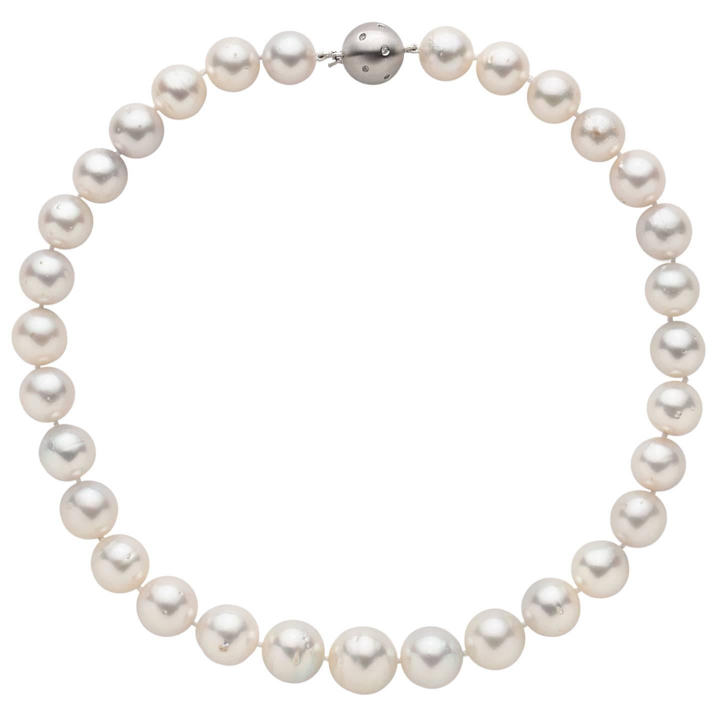 South Sea Pearl Necklace on White Gold Ball Clasp For Sale