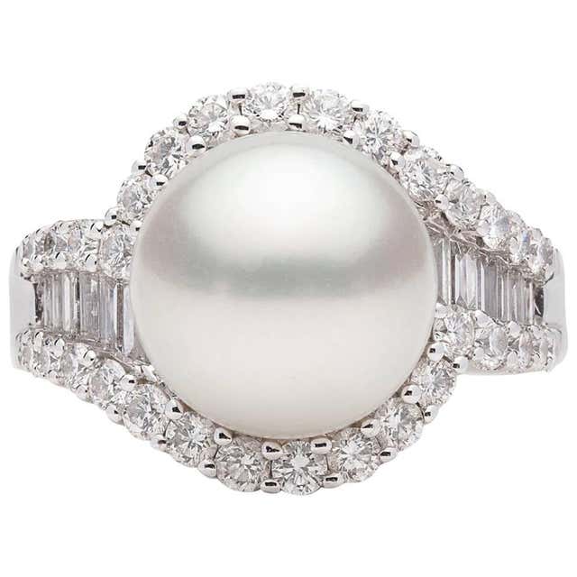 South Sea Pearl Diamond Gold Ring For Sale at 1stdibs