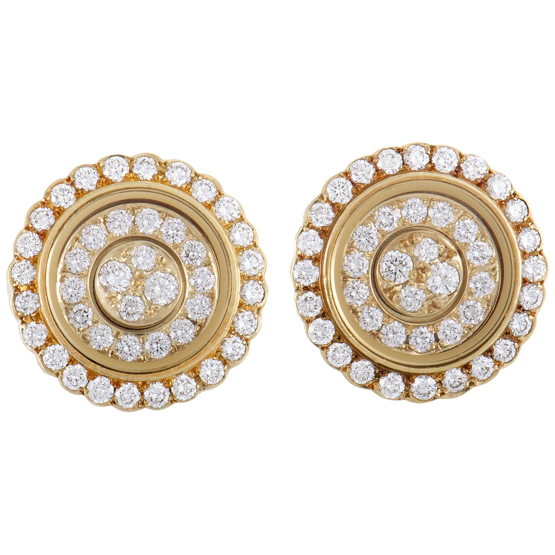 Waltham Diamond Yellow Gold Screw Back Earrings