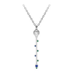 Hera’s Sceptre Pendant, 18-carat white gold, sapphires, emeralds and diamonds