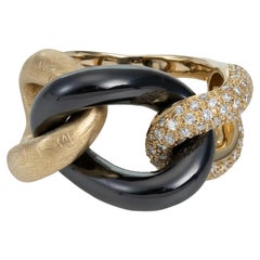 Bague cocktail en diamant, hématite gris foncé et or jaune