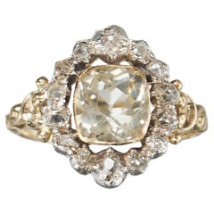 Französischer Louis Philippe I-Cluster-Ring aus Citrin, Diamant, Silber und Gold