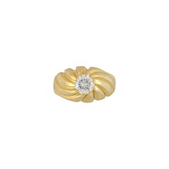 Vintage Men’s Swirl Ring with GIA Certified 1.03 Carat Diamond in 18 Karat Gold