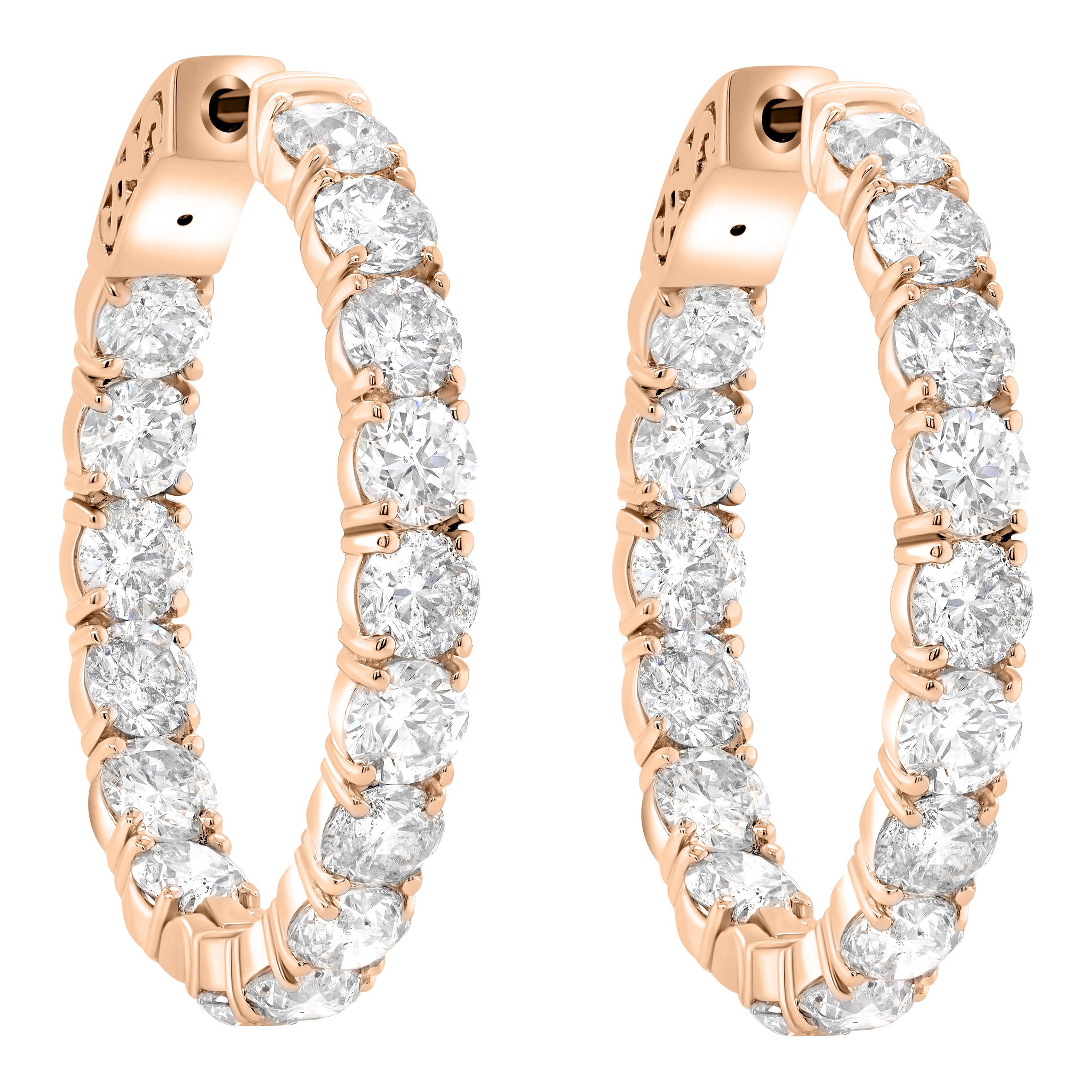 Diana M. I. Custom 9.50 carati. Orecchini a cerchio con diamanti in oro rosa 18 carati