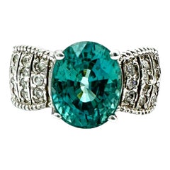 14K White Gold Paraiba Tourmaline Diamond Ring