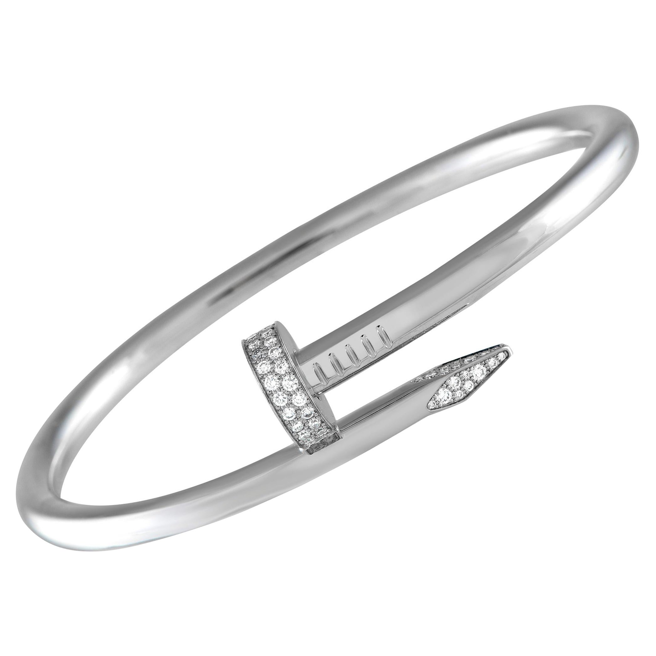 Cartier Juste Un Clou 18K Weißgold 1,05ct Diamant-Armband Größe 21