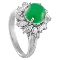 Platin 0.72 Karat Diamant und Jade Ring