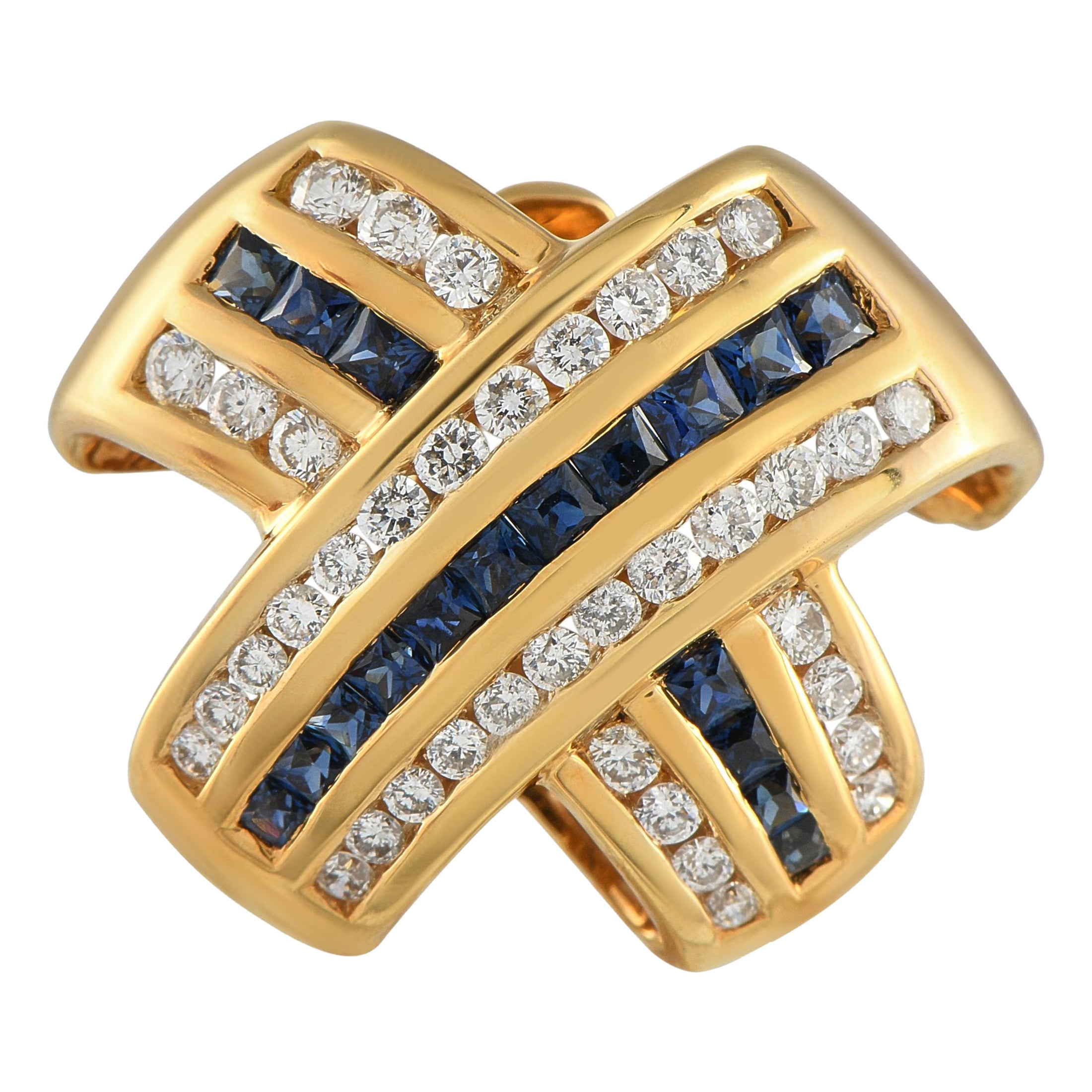 18K Yellow Gold 0.76ct Diamond and Sapphire Pendant