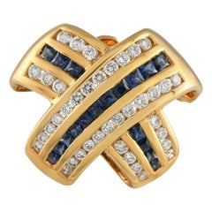 18K Yellow Gold 0.76ct Diamond and Sapphire Pendant