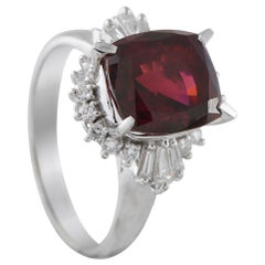 Platinum 0.48ct Diamond and Garnet Ring