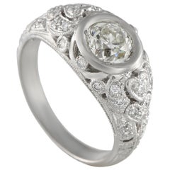 Platinum 1.37ct Diamond Art Deco Ring