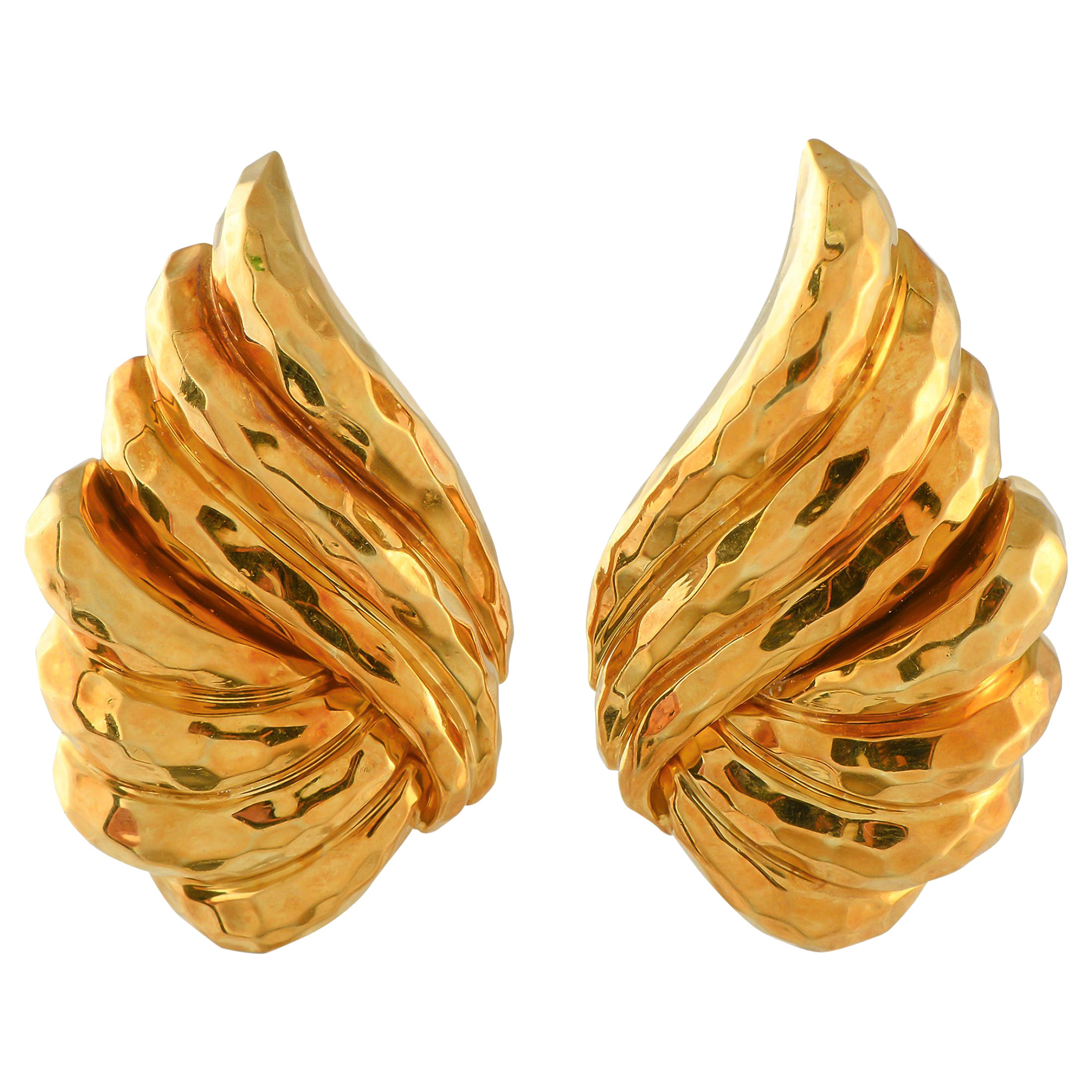 Boucles d'oreilles à pince en or jaune 18K de Henry Dunay en vente