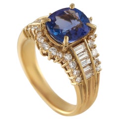 18K Yellow Gold 0.85ct Diamond and Tanzanite Ring