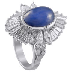 Platinum 1.84ct Diamond and Sapphire Ballerina Ring