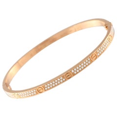 Cartier LOVE 18K Rose Gold 0.95ct Diamond Bracelet Small Model Size 17