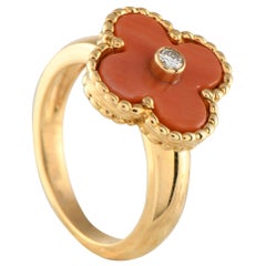 Van Cleef & Arpels Alhambra 18K Yellow Gold Coral Ring