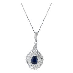 Platinum 1.12ct Diamond and Sapphire Pendant Necklace