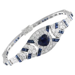 Pulsera de oro blanco de 18 quilates con 3,61 ct de diamantes y zafiros