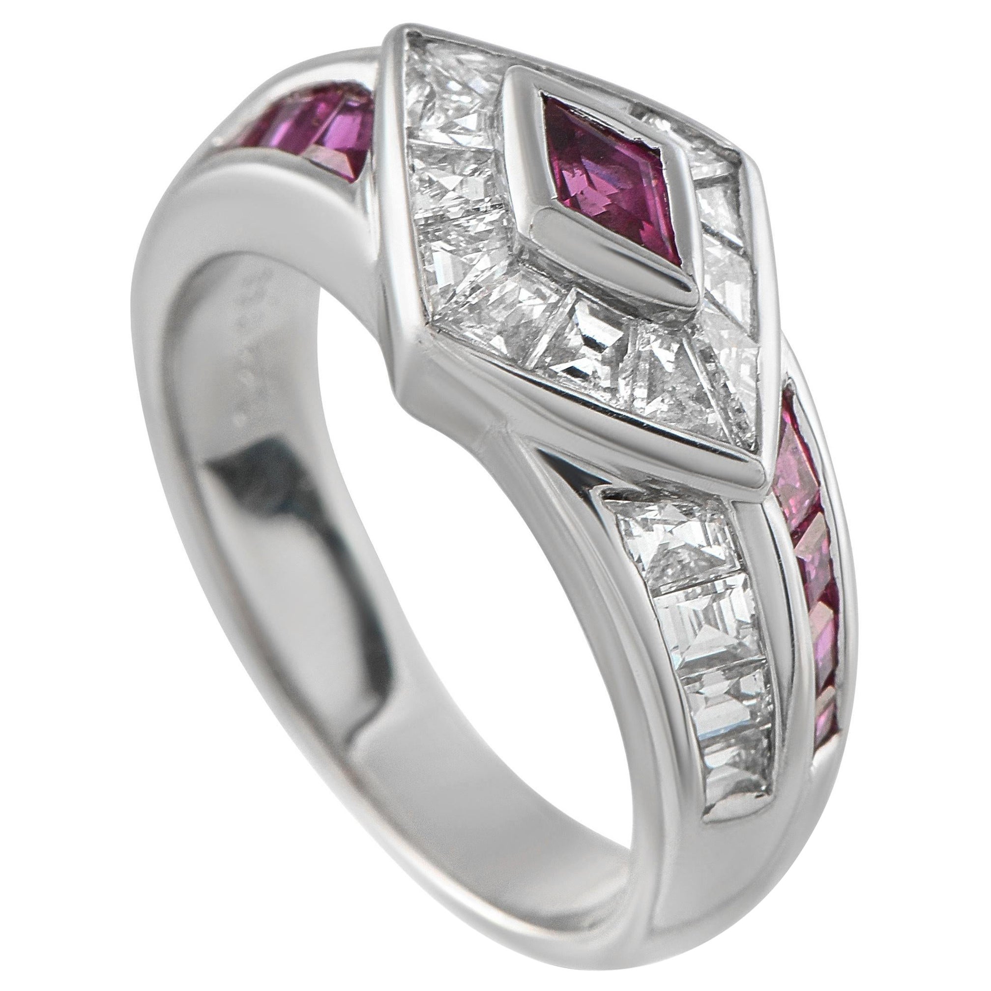 Platinum 1.40ct Diamond and Ruby Ring