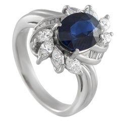 Anello in platino con diamante e zaffiro da 0,79 carati
