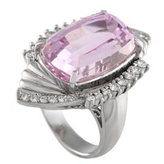 Platinum 0.59ct Diamond and Kunzite Ring