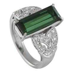 Bague en platine, diamant 0.24 carat et tourmaline