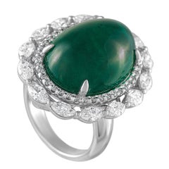 18K White Gold 2.75ct Diamond and Emerald Ring