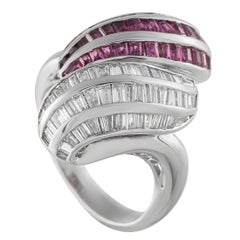 Platinum 0.96ct Diamond and Ruby Ring