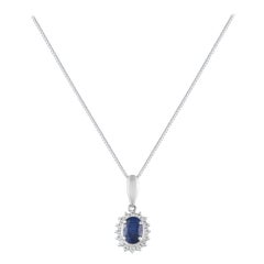 Platinum 0.19ct Diamond and Sapphire Pendant Necklace