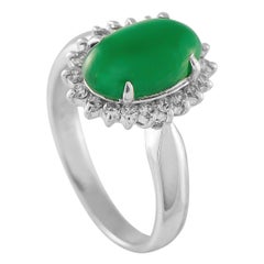 Platin 0.30 Karat Diamant und Jade Ring