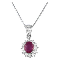 Platinum 0.50ct Diamond and Ruby Pendant Necklace
