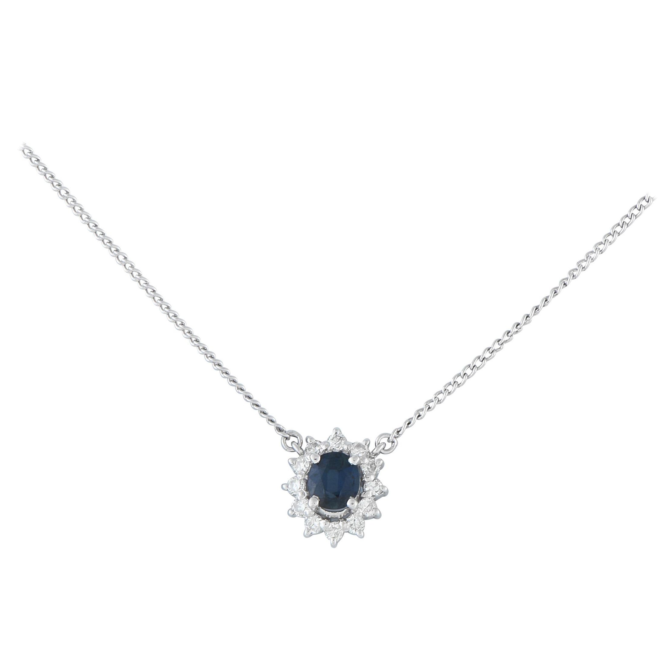 Collier en platine 0,31 ct de diamant et saphir