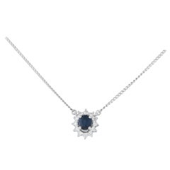 Platinum 0.31ct Diamond and Sapphire Necklace