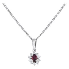 Platinum 0.14ct Diamond and Ruby Necklace