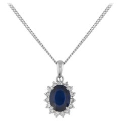 Platinum 0.37ct Diamond and Sapphire Necklace