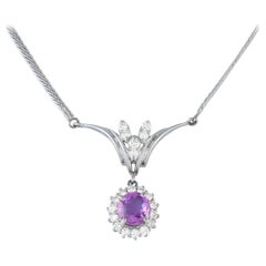 18K Weißgold 0,64ct Diamant und Saphir Halskette