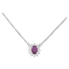 Platinum 0.27ct Diamond and Ruby Necklace