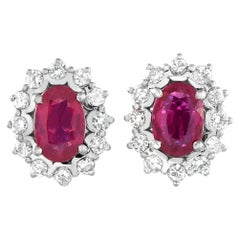 Platinum 0.24ct Diamond and Ruby Earrings