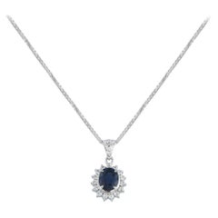 Platinum 0.31ct Diamond and Sapphire Necklace