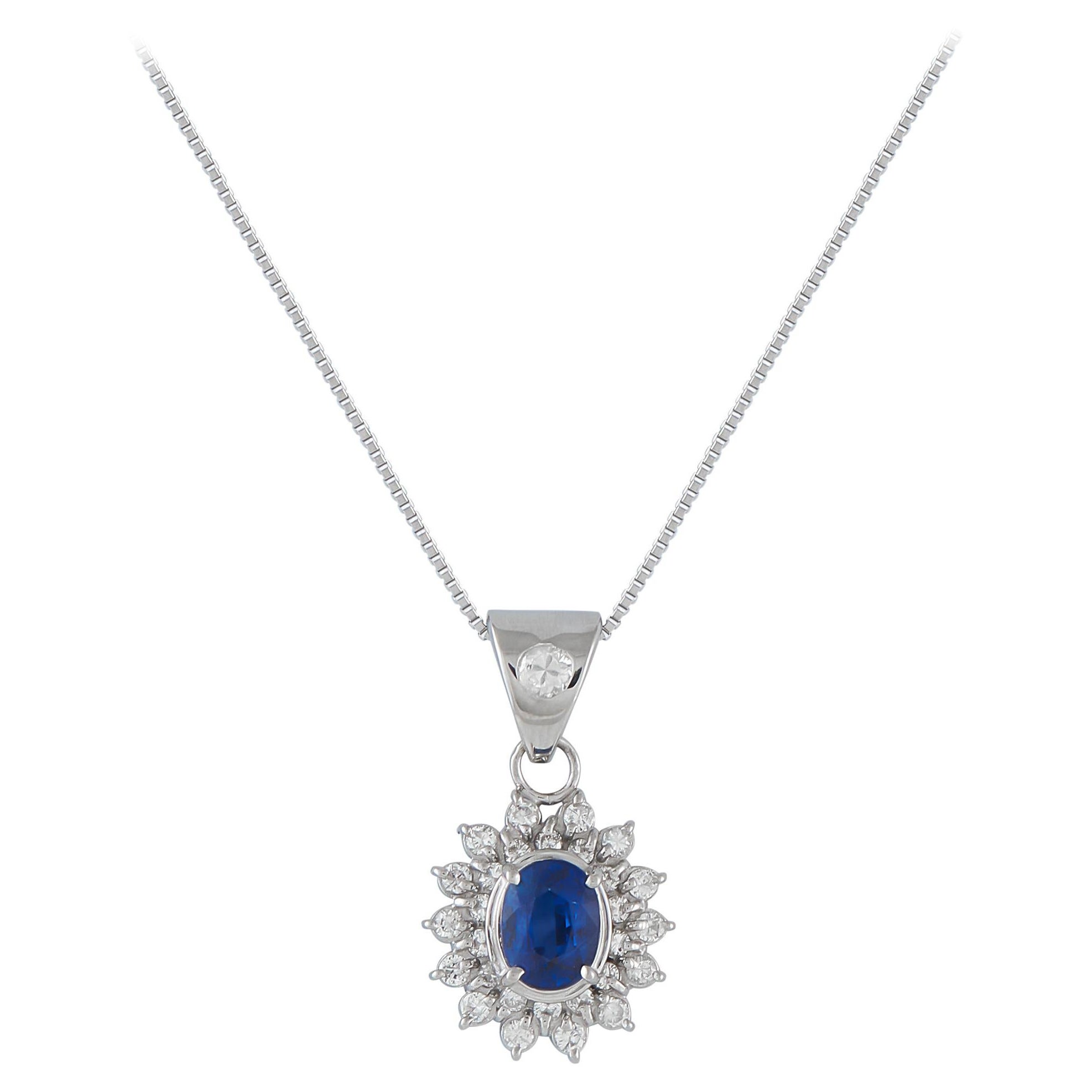 Collier en platine 0,45 ct de diamant et saphir