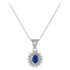 Platinum 0.45ct Diamond and Sapphire Necklace