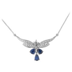 Platinum 0.40ct Diamond and Sapphire Art Deco Necklace