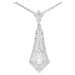 Art Deco 1940s Diamond and White Gold Pendant