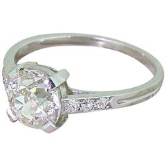 Art Deco 1.84 Carat Old Cut Diamond Platinum Engagement Ring